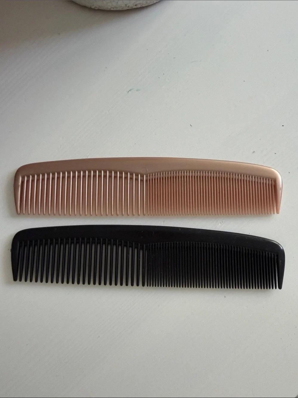 Vintage Dual-Teeth Men's Hair Combs (2)- Black and Rose Gold Made in Finland